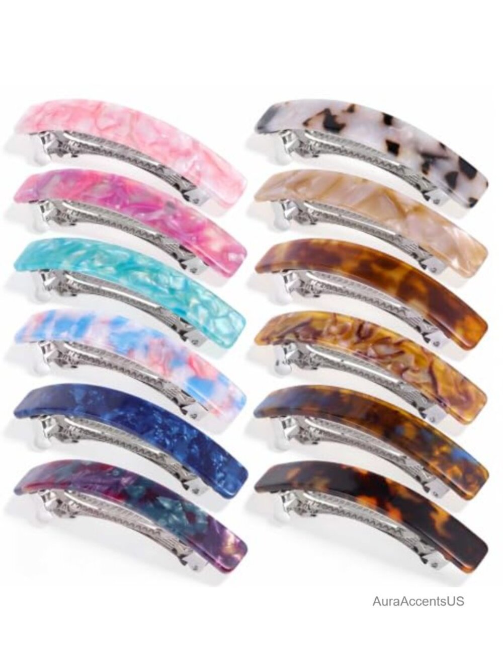 12 Pack 3in French Flat Hair Clips Barrettes Women Long Short Hair Accessories